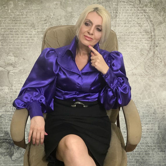 satin balloon sleeve blouse