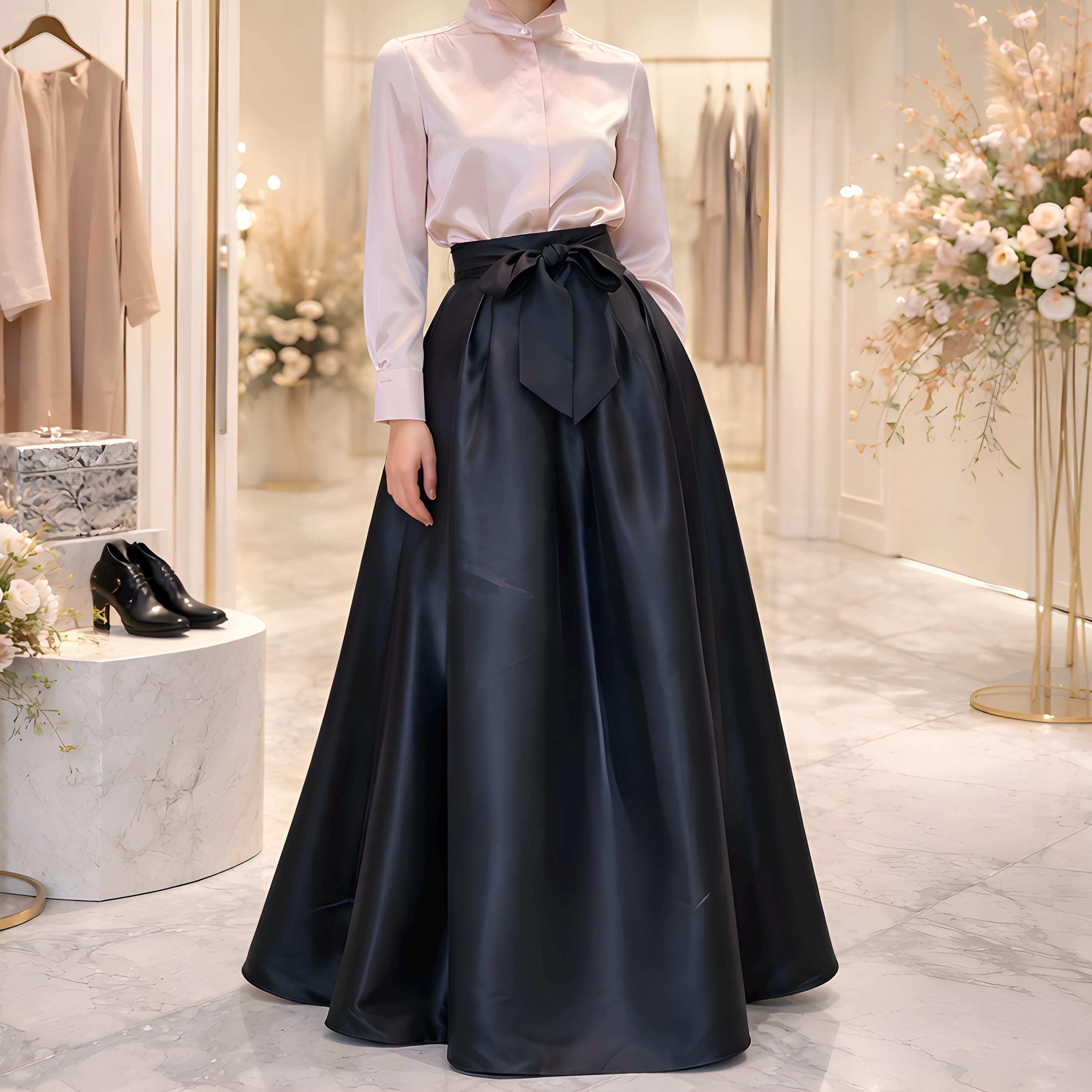 Handcuffed waistband elas satin wide decorative dress with skirt Bianca Satin Skirt - No Restock! - XS+4XL left! – FOXBLOOD main image 4