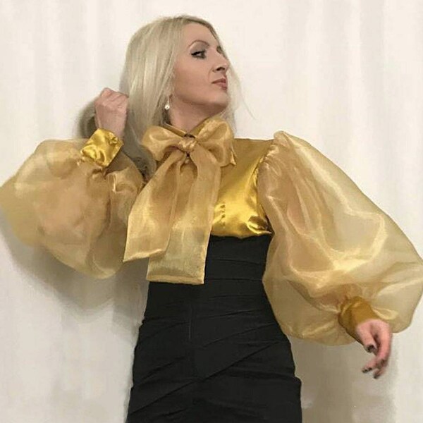 Organza Blouse with Delicate Bow
