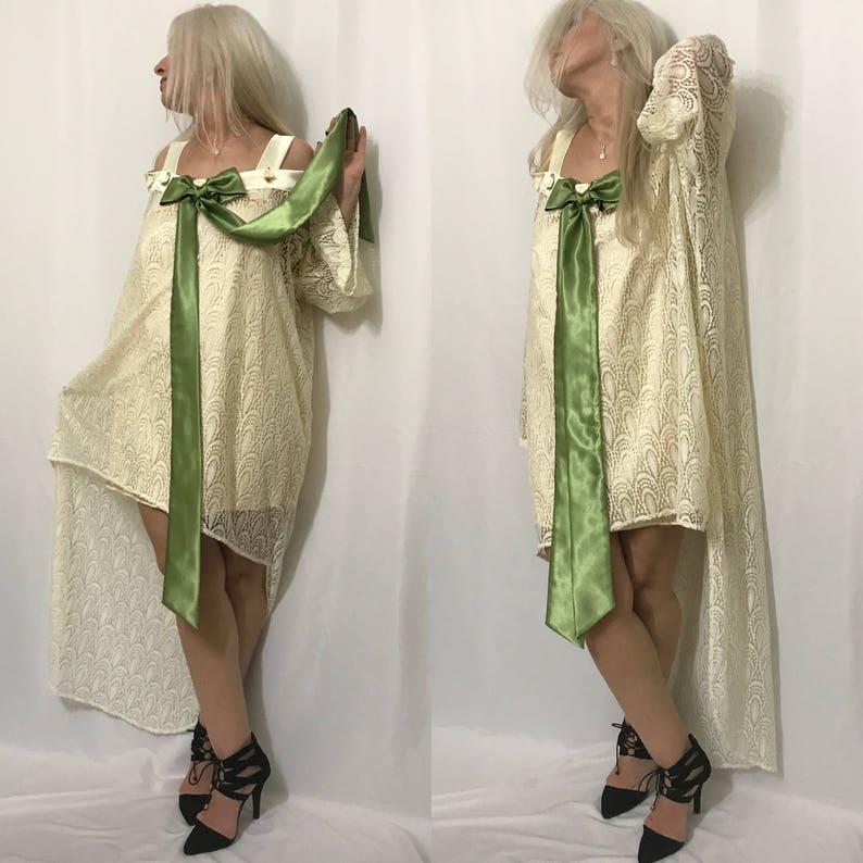 Ivory Off The Shoulder Lace Kimono Robe
