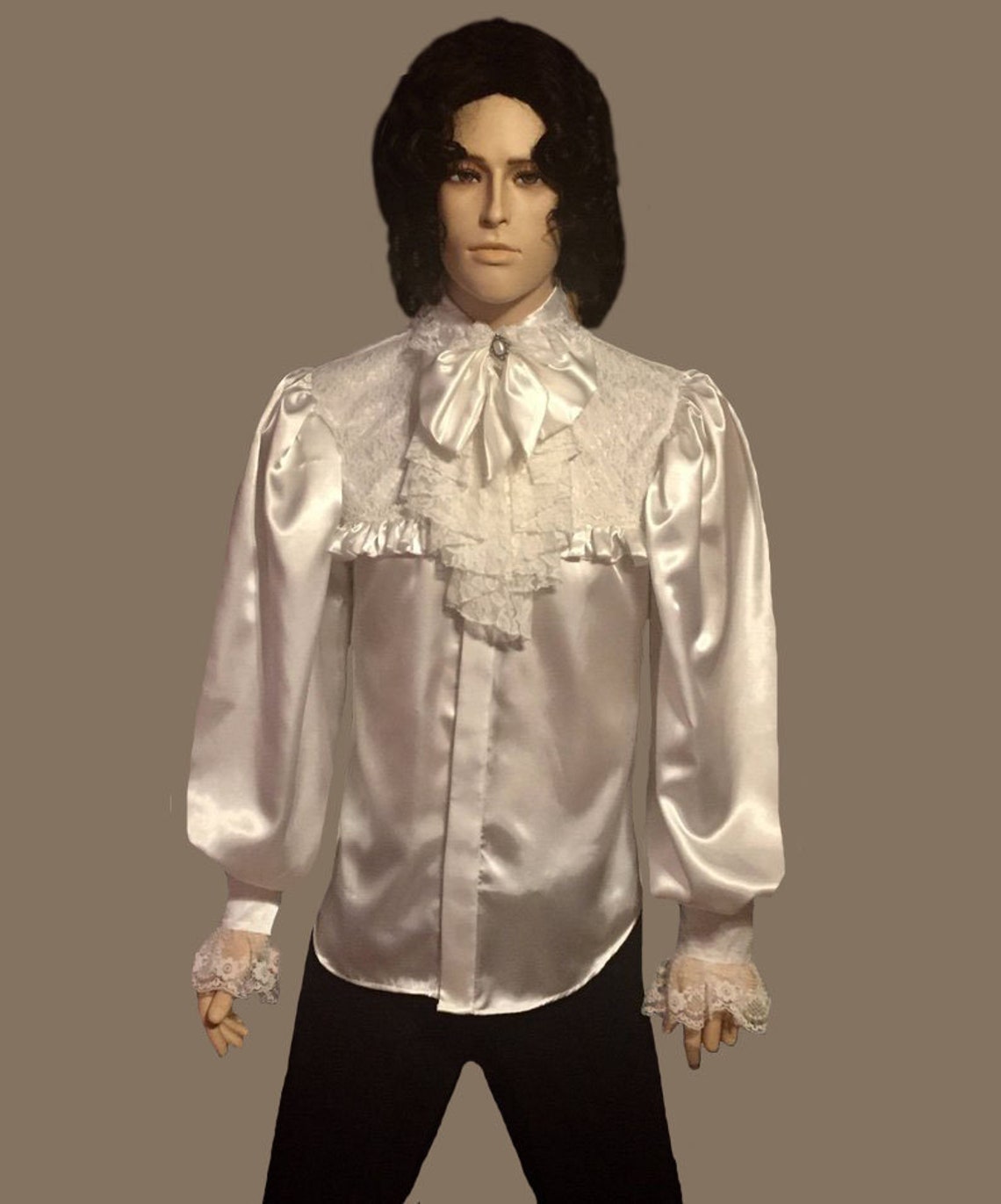 Victorian Ruffles Club Style Collar Satin Lace Details Mens | Etsy