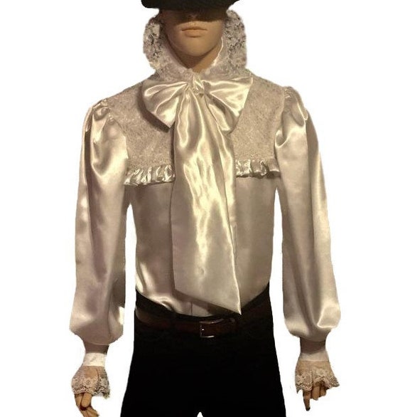 White Lace-bib Cravat Dress Shirt in 