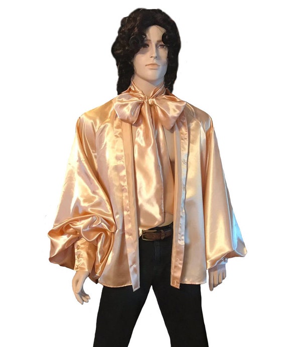Men/'s Band Collar Silk Charmeuse Raglan Sleeve Shirt