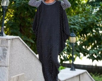 Draped knit one shoulder caftan dress in sizes XS S M L XL 2XL 3XL