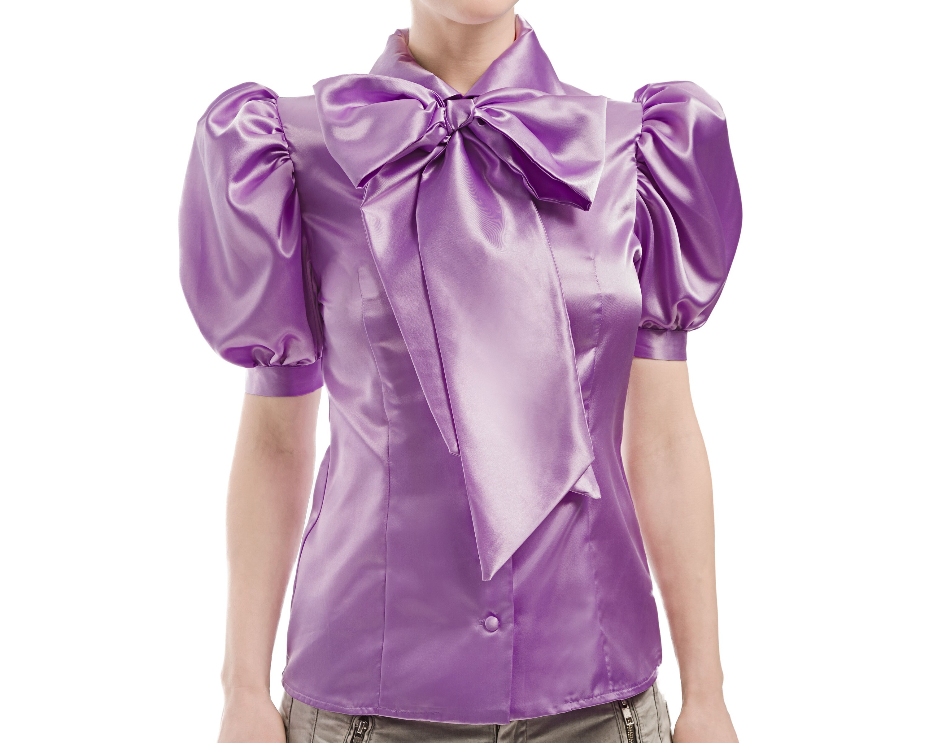 Satin puff sleeve blouse Clearance