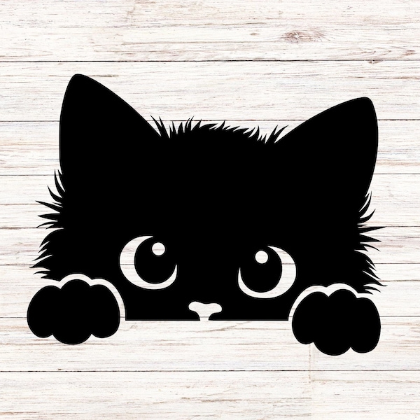 Peeking Black Cat Decal | Car Window Decal | Cute Car Decal | Cat Mom Decal | Holographic Car Decal | Black Cat Decal | Custom Cat Decal