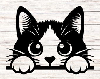 Cute Cat Decal | Cat Decal for Window | Cat Mom | Peeking Cat Decal | Cat Decals