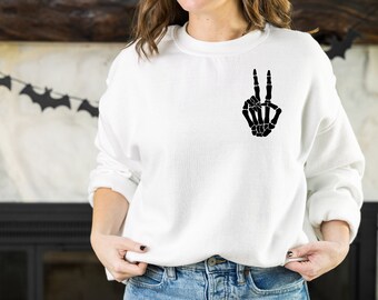 Skelett Pullover | Skelett Hände Sweatshirt | Süßer Halloween Pullover | Herbstpullover | Pullover Wetter | Happy Halloween Sweatshirt
