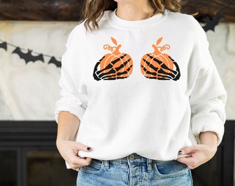 Skeleton Boob Sweater | Halloween Sweatshirt | Funny  Halloween Sweater | Fall Sweater | Sweater Weather | Happy Halloween Sweatshirt