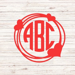 Valentines Monogram Decal | Heart Initial | Custom Monogram Decal | Heart Monogram Decals | Holographic Monogram Decal | Initial Monogram