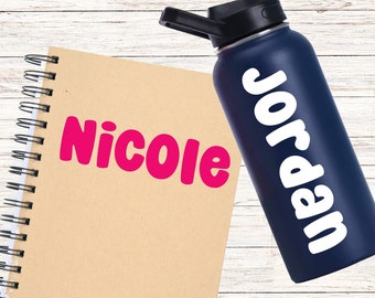 Custom Name Decals | Water Bottle Decals | Kids Decals | Custom Kids Name Stickers | Back to School Supplies | Name Labels | Bubbly Font