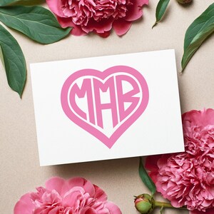 Monogram Decal | Heart Monogram | Personalized Monogram Decal | Wedding Monogram Decals | Holographic Monogram Decal | Initial Monogram