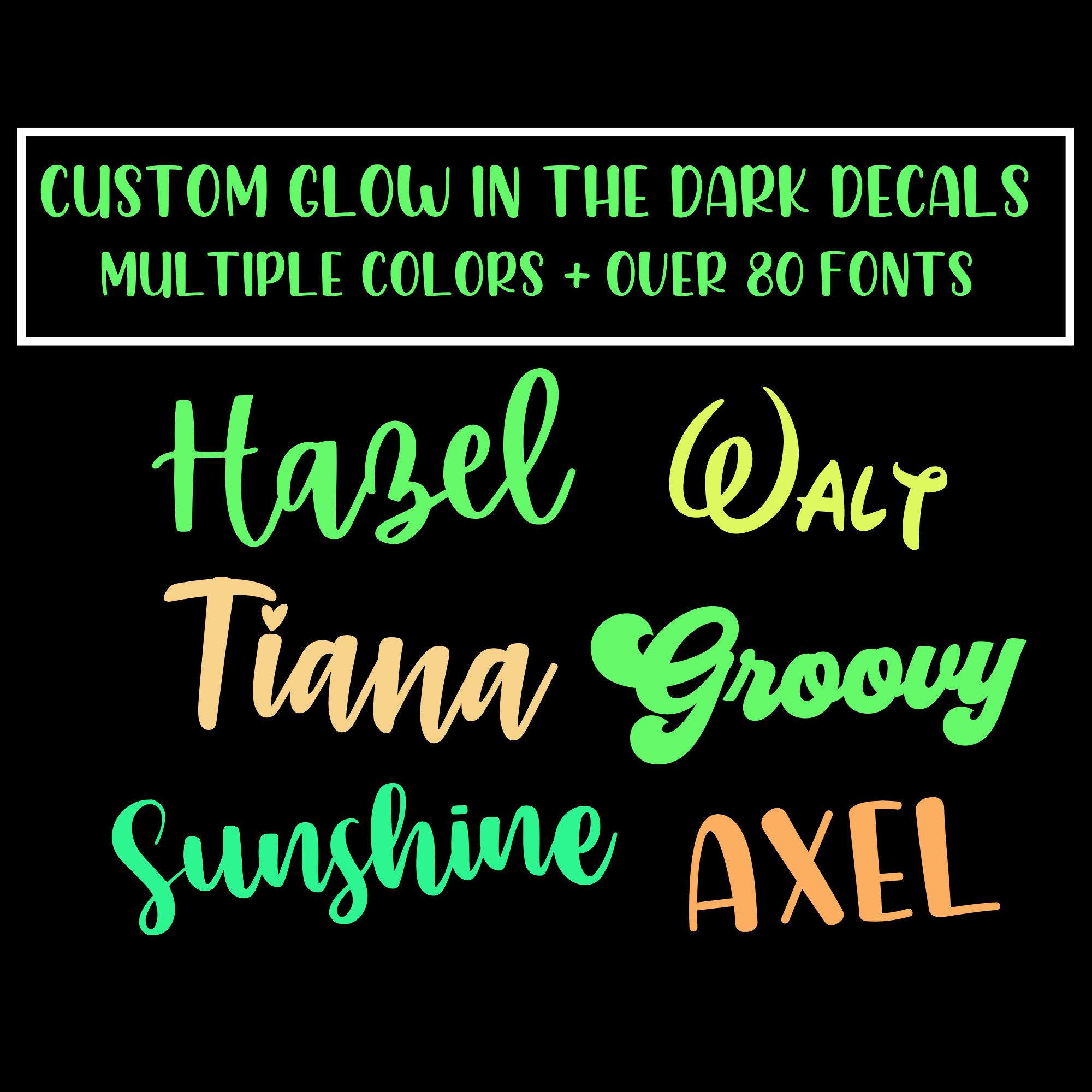 Glow in the Dark Vinyl Decal, Custom Name Decal, Personalized Name Decal,  Custom Text Decal, Halloween Decal, Halloween Sticker, Glow Name 