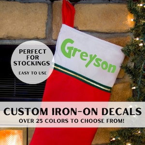 Stocking Iron-on Decal | Iron On Decal | Personalized Heat Transfer Decal | Custom Iron-on Decal | Heat Transfer Decal