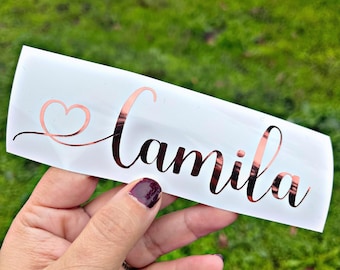 Glitter or Holographic Valentines Day Decal | Heart Swirl Name Sticker | Personalized Heart Name Decal | Galentines Day Gifts
