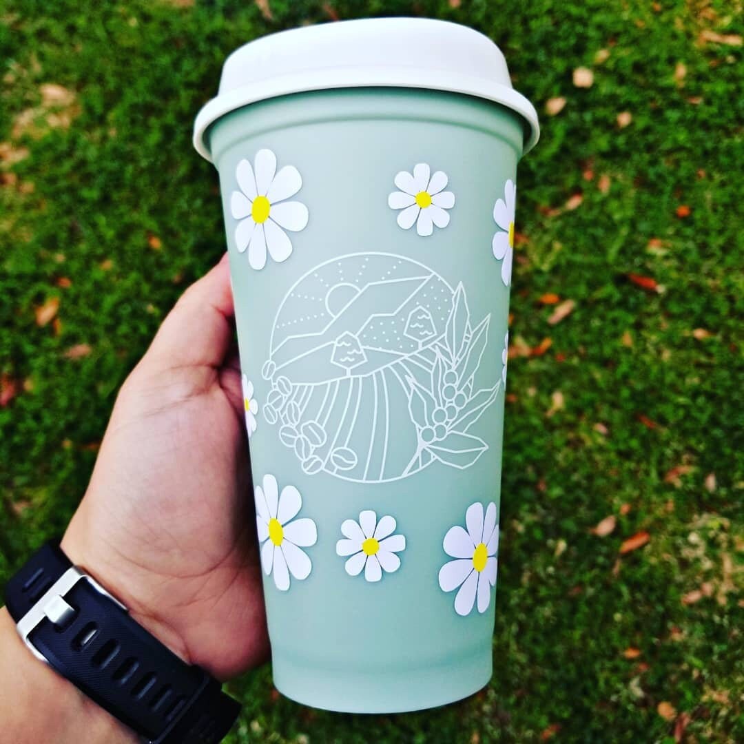 New Spring Starbucks Cup / Daisies Starbucks Cup / Taza reutilizable