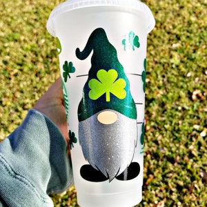 Tazza fredda Starbucks con gnomo glitterato / Tazza fredda Starbucks con gnomo / Tazza Starbucks con gnomo per il giorno di San Patrizio