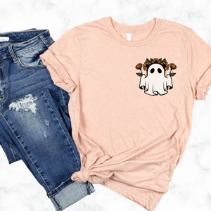 Halloween Shirt | Cute T-Shirt | flower ghost T-shirt |  Basic tee | Oversized T-shirt | Gifts for Halloween