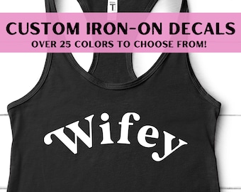 Retro Font Iron-on Curve Decal | Name Decal | Personalized Heat Transfer Decal | Custom Iron-on Decal | Heat Transfer Decal
