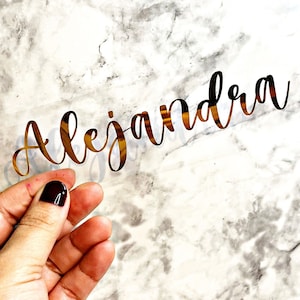 Gold Chrome Custom Name Decal | Name Sticker | Personalized Name Decal | Metallic Gold Name Decals | Mirror Gold Name Decal