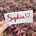 Chrome Custom Name Decal | Holographic  Sticker | Personalized Heart Name Decal | Glitter Name Decals | Galentines Day Name Decals