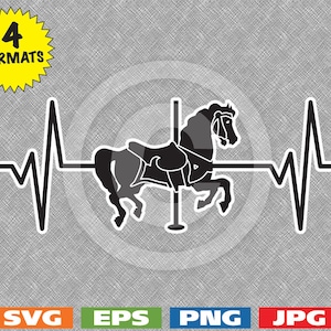 Heartbeat - Carousel Horse Image - arquivo de corte svg MAIS eps/vector, jpg, png - 300dpi