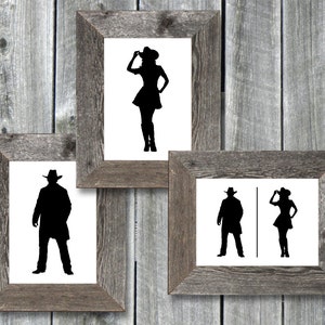 Instant Download - 5x7 Printable Bathroom Door Signs - Cowboy & Cowgirl - Graphic Files - 1 PDF + 3 Individual JPGs