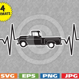 Heartbeat - 1956 Antique / Classic Pickup Truck Image - svg snijden-bestand PLUS eps/vector-, jpg-, png - 300dpi