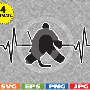 Heartbeat - Ice Hockey Goalie Image - svg cutting file PLUS eps/vector, jpg, png - 300dpi