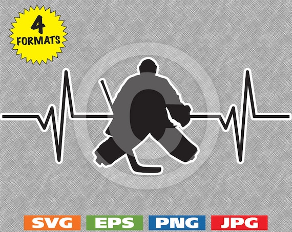 Heartbeat - Ice Hockey Goalie Image - svg cutting file PLUS eps/vector, jpg, png - 300dpi