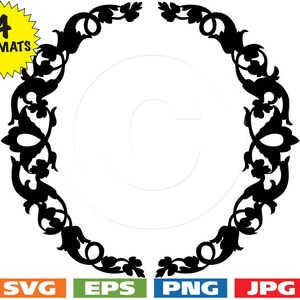 Floral Wreath Border/Frame Clip Art Image - svg cutting file PLUS eps/vector, jpg, png - 300dpi