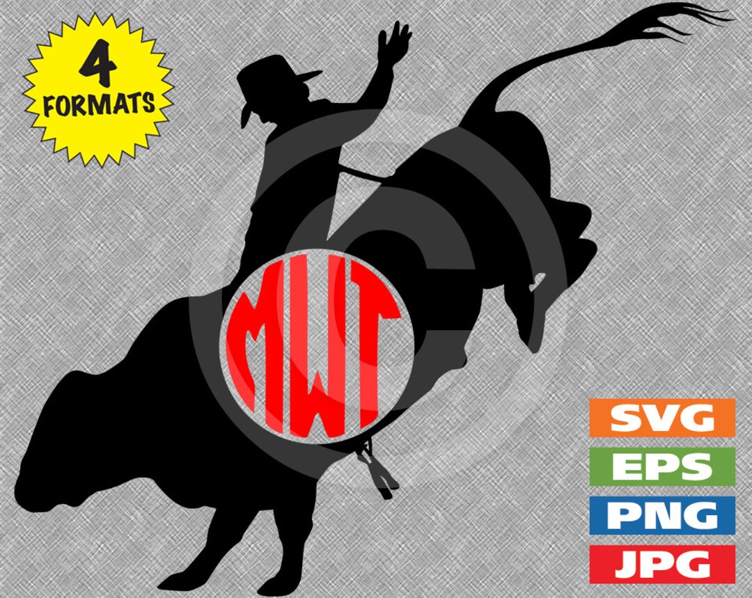 Bull Rider Monogram Frame - Svg Cutting File PLUS Eps/vector, Jpg, Png ...