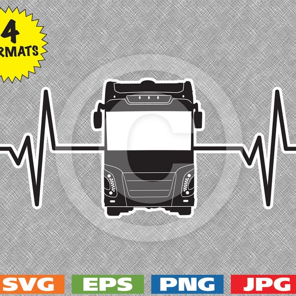 Heartbeat - Motorhome Class A Image - svg cutting file PLUS eps/vector, jpg, png - 300dpi