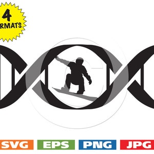 In meinem DNA Snowboarder in einem DNA-Symbol - Dateien Svg schneiden PLUS Eps/Vektor, Jpg, Png - 300dpi
