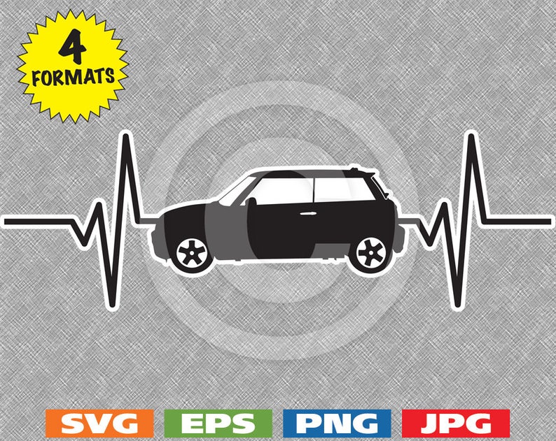 Heartbeat Compact Car Image Svg Cutting File PLUS Etsy