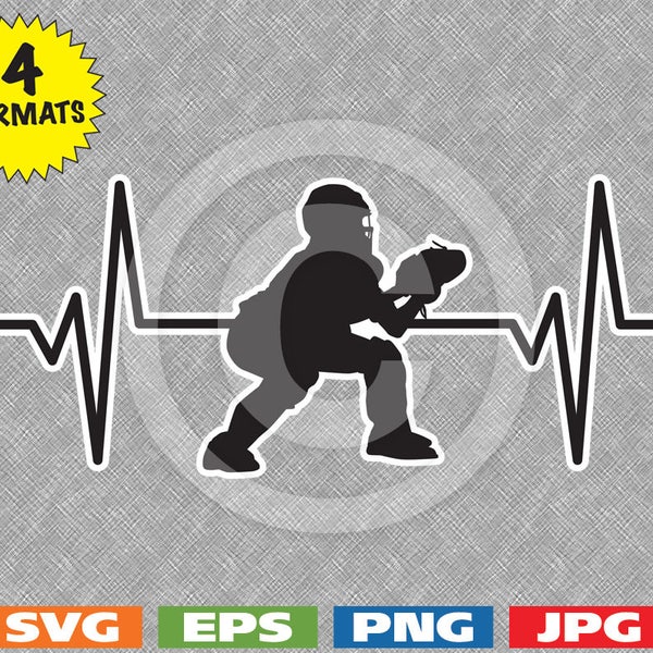 Herzschlag - Jugendbaseball / Softball Catcher Bild - Svg-Datei schneiden PLUS Eps/Vektor, Jpg, Png - 300dpi