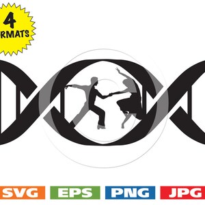 私の DNA 社交ダンサーが DNA シンボルに登場 - svg カット ファイル、eps/ベクター、jpg、png - 300dpi