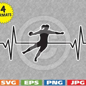Heartbeat - Female Discus Thrower Image - svg cutting file PLUS eps/vector, jpg, png - 300dpi