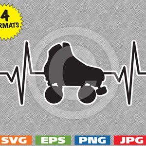 Heartbeat - Roller Skate Image - svg cutting file PLUS eps/vector, jpg, png - 300dpi