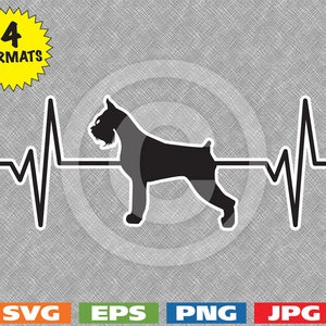Heartbeat - Female Schnauzer Image - svg cutting file PLUS eps/vector, jpg, png - 300dpi