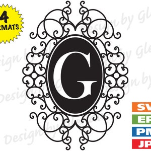 Ornamental Frame with the letter G - svg cutting files PLUS eps/vector, jpg, png - 300dpi