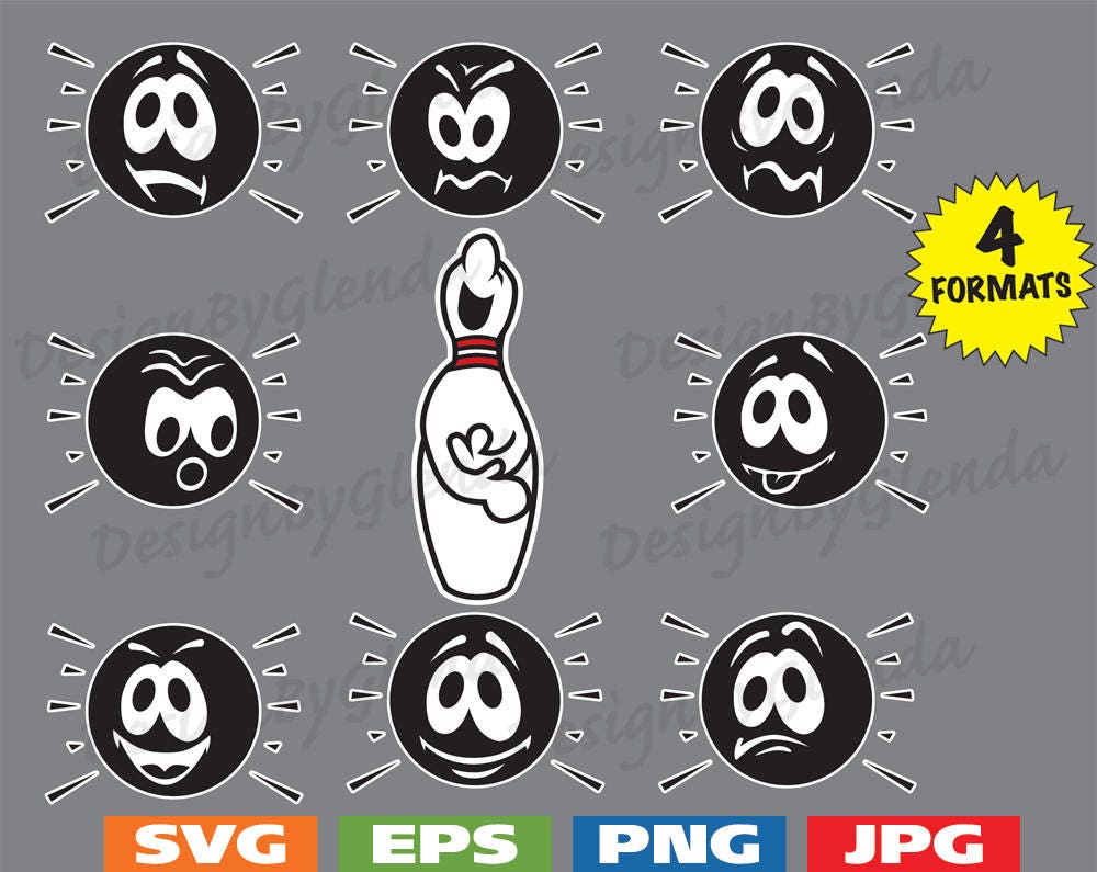 Collection of 8 Bowling Balls with Cartoon Faces and Laughing Etsy