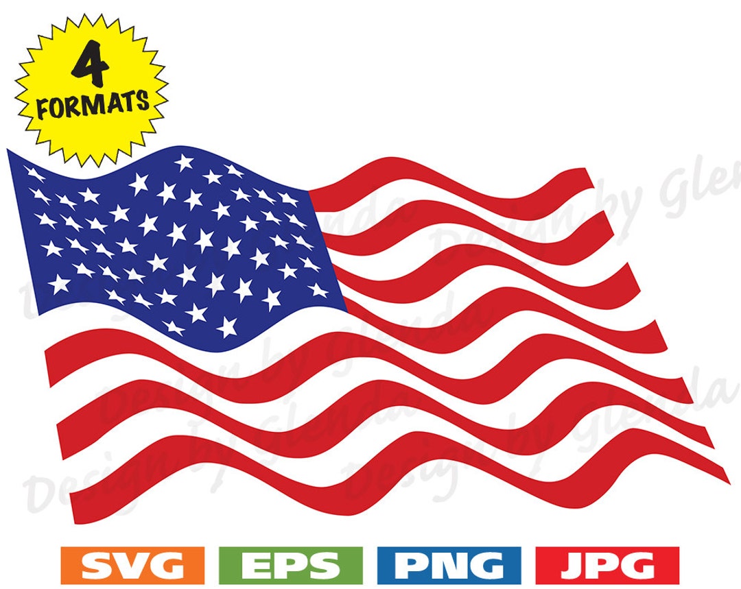 Red, White and Blue Waving US Flag Svg Cutting Files PLUS Eps/vector