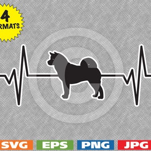 Heartbeat - Female Akita Image - svg cutting file PLUS eps/vector, jpg, png - 300dpi
