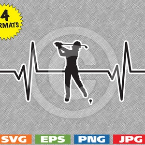 Heartbeat - Mujer Golfer Imagen - svg archivo de corte PLUS eps/vector, jpg, png - 300dpi