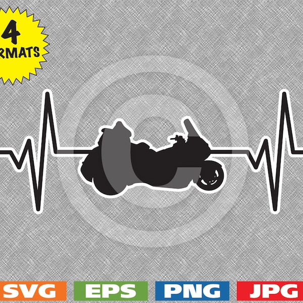 Heartbeat - Touring Trike / Motorcycle Image - svg cutting file PLUS eps/vector, jpg, png - 300dpi