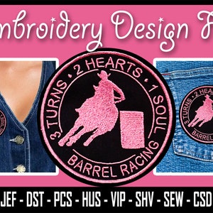 INSTANT DOWNLOAD - Rodeo Fass Racing Iron-On/Sew-On 3" Patch - Maschine Stickerei Dateien - 10 beliebte Formate