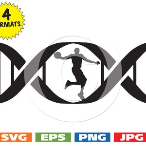 In My DNA Male Basketball Player in a DNA Symbol - svg cutting files PLUS eps/vector, jpg, png - 300dpi