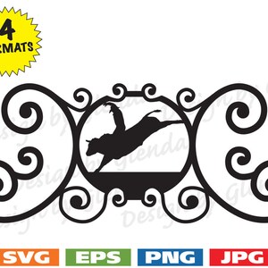 Smeedijzeren Look Frame w/Bull Rider Image - snijden van svg bestand PLUS eps/vector, jpg, png