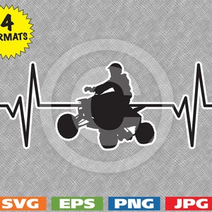 Heartbeat - Off-Road Quad ATV / UTV Image - svg cutting file PLUS eps/vector, jpg, png - 300dpi